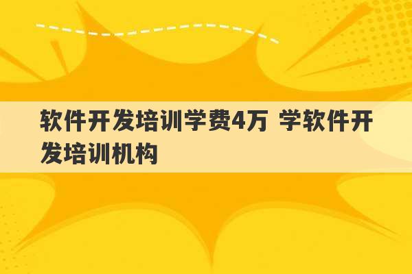 软件开发培训学费4万 学软件开发培训机构