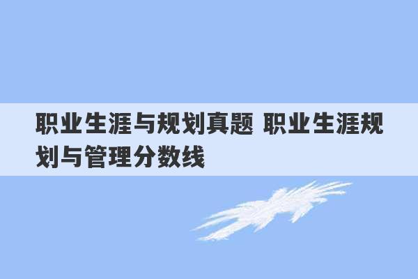 职业生涯与规划真题 职业生涯规划与管理分数线