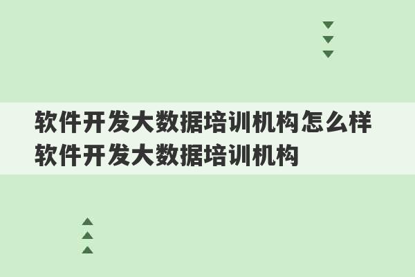 软件开发大数据培训机构怎么样 软件开发大数据培训机构