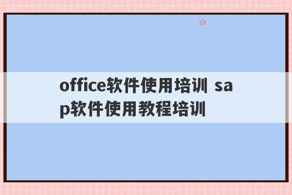 office软件使用培训 sap软件使用教程培训