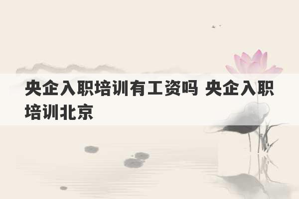 央企入职培训有工资吗 央企入职培训北京