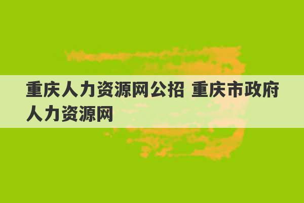 重庆人力资源网公招 重庆市政府人力资源网