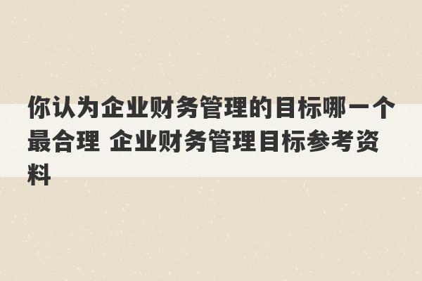 你认为企业财务管理的目标哪一个最合理 企业财务管理目标参考资料