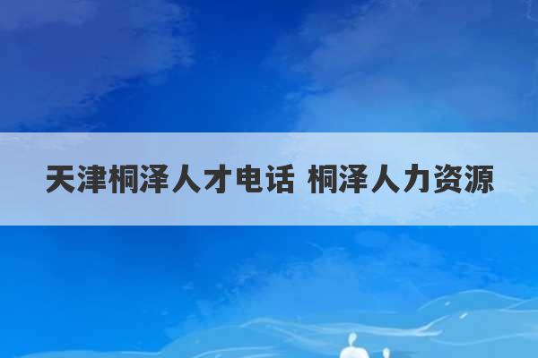 天津桐泽人才电话 桐泽人力资源