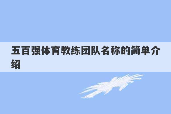 五百强体育教练团队名称的简单介绍