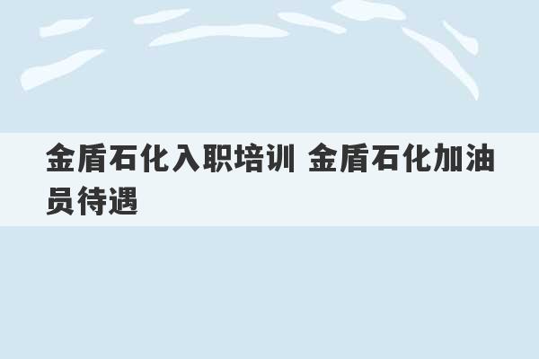 金盾石化入职培训 金盾石化加油员待遇