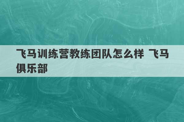 飞马训练营教练团队怎么样 飞马俱乐部