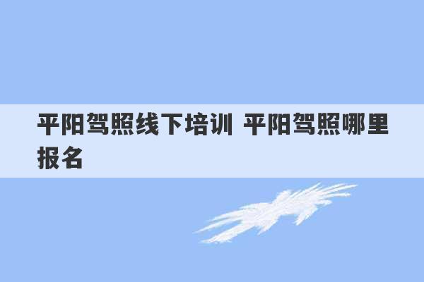 平阳驾照线下培训 平阳驾照哪里报名