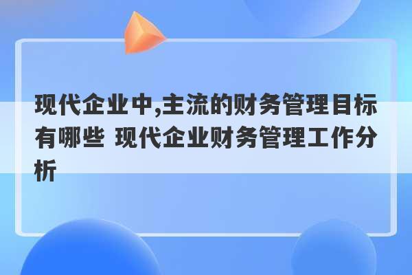 现代企业中,主流的财务管理目标有哪些 现代企业财务管理工作分析