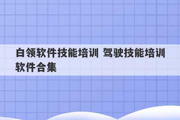 白领软件技能培训 驾驶技能培训软件合集