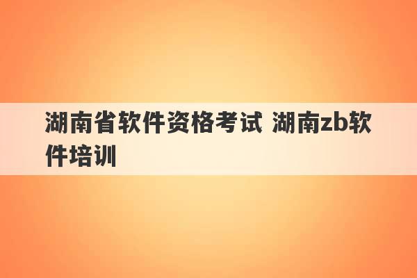 湖南省软件资格考试 湖南zb软件培训