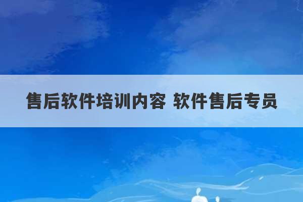 售后软件培训内容 软件售后专员