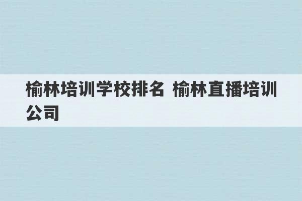 榆林培训学校排名 榆林直播培训公司