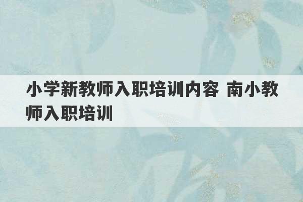 小学新教师入职培训内容 南小教师入职培训