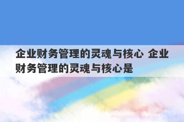 企业财务管理的灵魂与核心 企业财务管理的灵魂与核心是