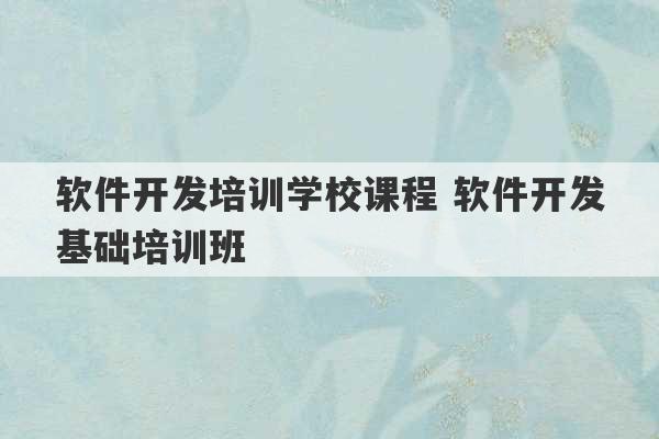 软件开发培训学校课程 软件开发基础培训班