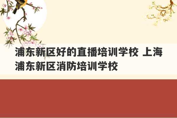 浦东新区好的直播培训学校 上海浦东新区消防培训学校