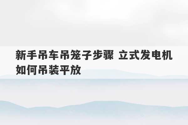 新手吊车吊笼子步骤 立式发电机如何吊装平放