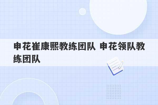 申花崔康熙教练团队 申花领队教练团队