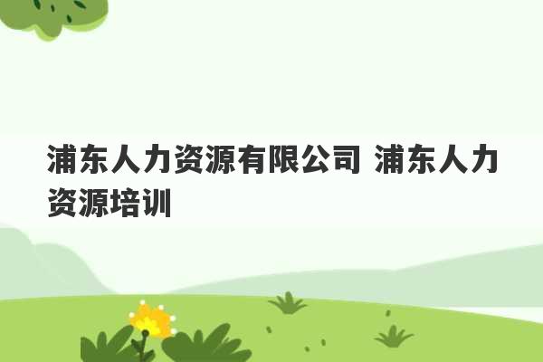 浦东人力资源有限公司 浦东人力资源培训