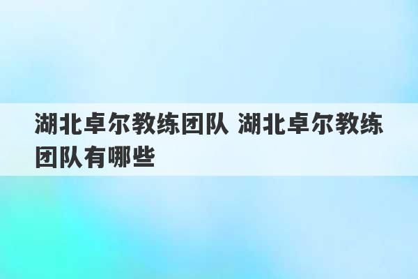 湖北卓尔教练团队 湖北卓尔教练团队有哪些