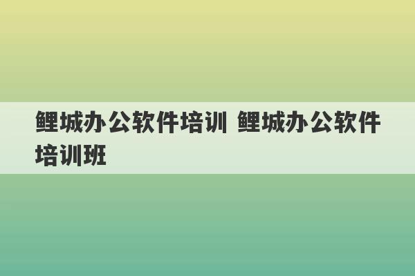 鲤城办公软件培训 鲤城办公软件培训班