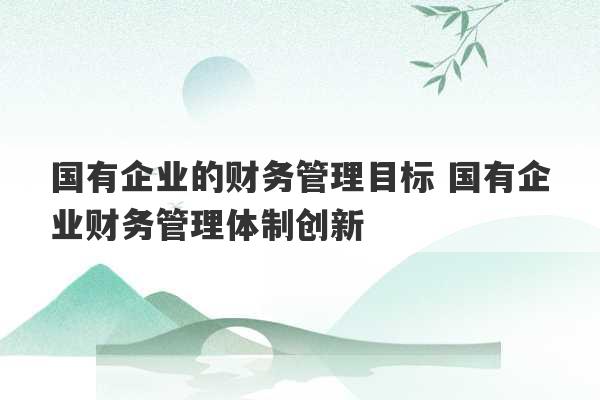 国有企业的财务管理目标 国有企业财务管理体制创新