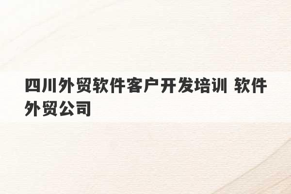 四川外贸软件客户开发培训 软件外贸公司