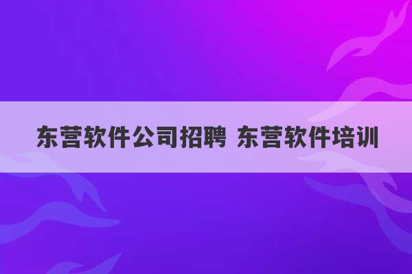 东营软件公司招聘 东营软件培训