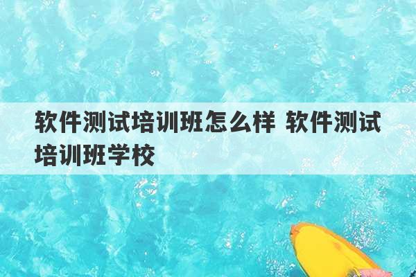 软件测试培训班怎么样 软件测试培训班学校