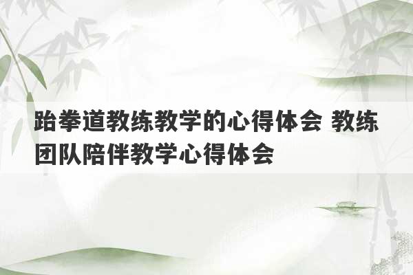 跆拳道教练教学的心得体会 教练团队陪伴教学心得体会