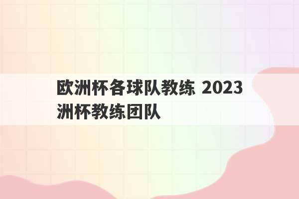 欧洲杯各球队教练 2023
欧洲杯教练团队