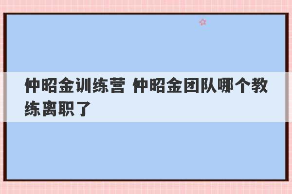 仲昭金训练营 仲昭金团队哪个教练离职了