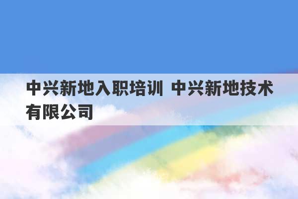 中兴新地入职培训 中兴新地技术有限公司