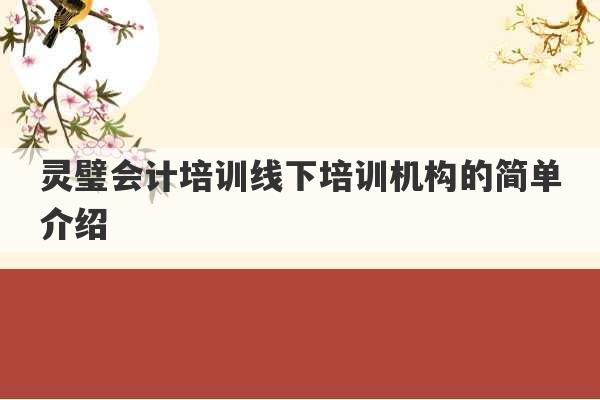 灵璧会计培训线下培训机构的简单介绍