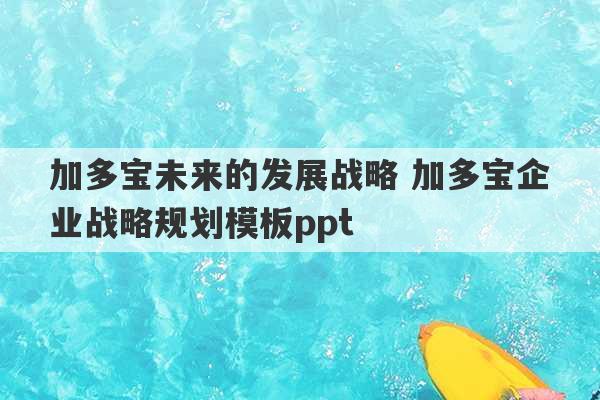 加多宝未来的发展战略 加多宝企业战略规划模板ppt