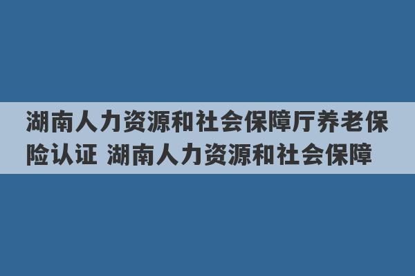 湖南人力资源和社会保障厅养老保险认证 湖南人力资源和社会保障