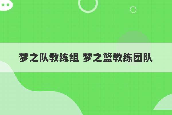 梦之队教练组 梦之篮教练团队