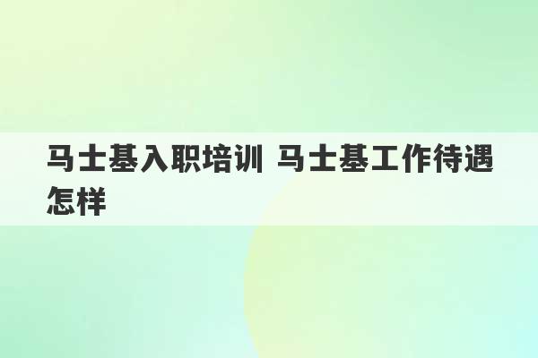 马士基入职培训 马士基工作待遇怎样