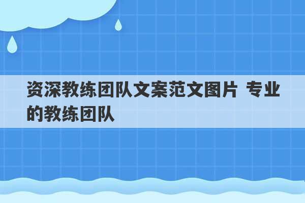 资深教练团队文案范文图片 专业的教练团队