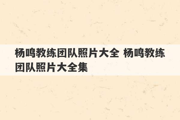 杨鸣教练团队照片大全 杨鸣教练团队照片大全集