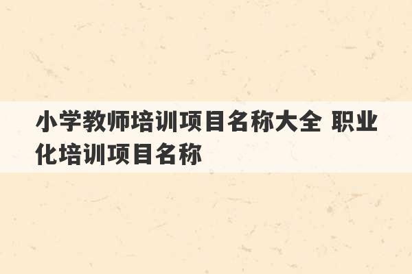 小学教师培训项目名称大全 职业化培训项目名称