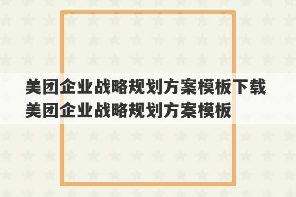 美团企业战略规划方案模板下载 美团企业战略规划方案模板