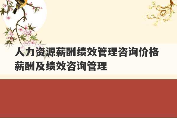 人力资源薪酬绩效管理咨询价格 薪酬及绩效咨询管理