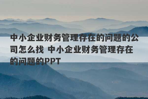 中小企业财务管理存在的问题的公司怎么找 中小企业财务管理存在的问题的PPT