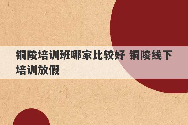 铜陵培训班哪家比较好 铜陵线下培训放假