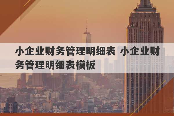 小企业财务管理明细表 小企业财务管理明细表模板