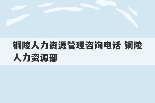 铜陵人力资源管理咨询电话 铜陵人力资源部