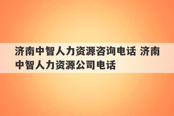 济南中智人力资源咨询电话 济南中智人力资源公司电话