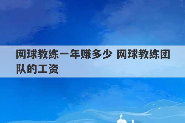 网球教练一年赚多少 网球教练团队的工资